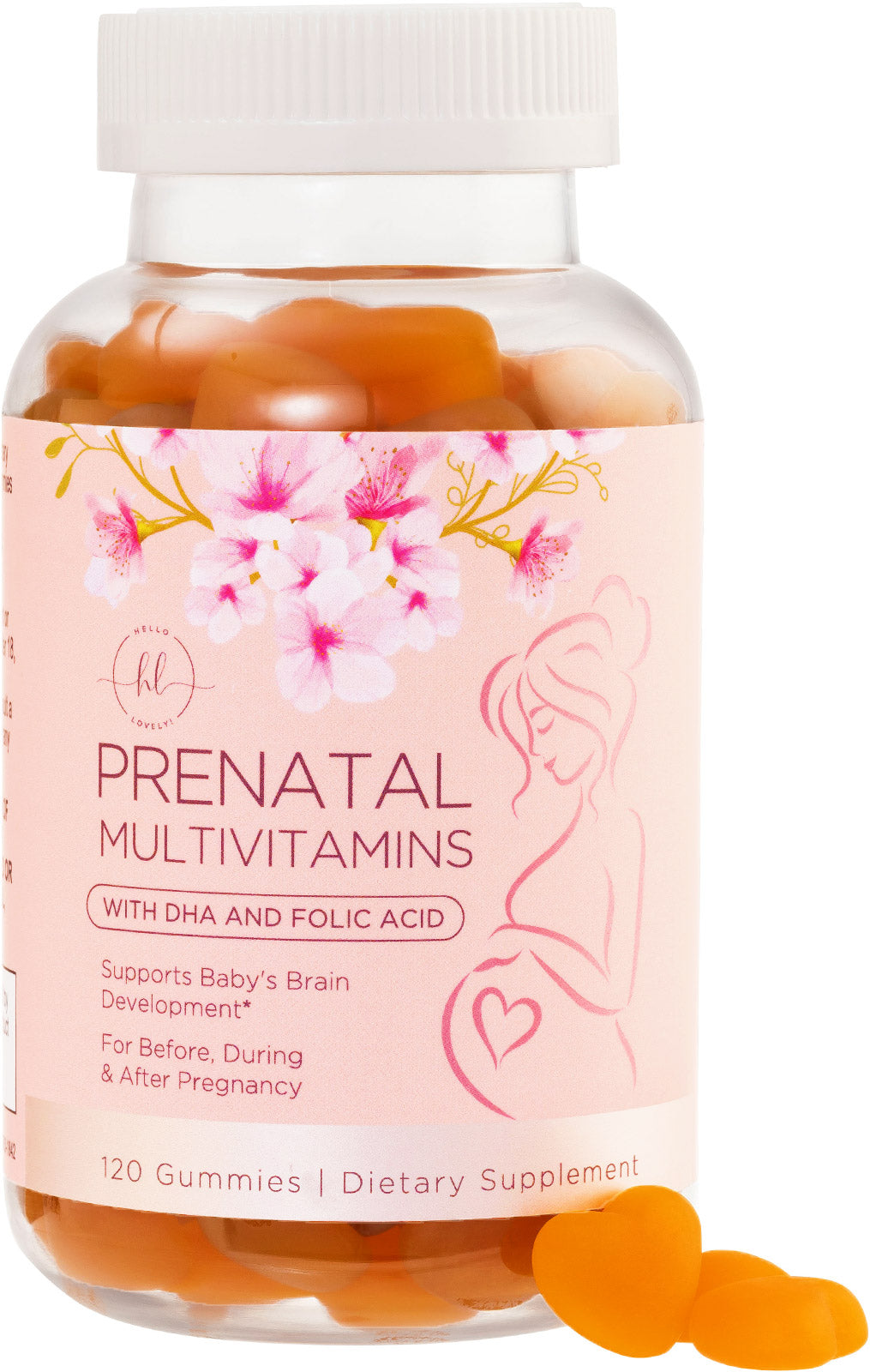 Prenatal Multivitamin Gummy w/ Folic Acid + DHA, Prenatal Vitamins with Omega 3, Vitamins B6, B12, C, D3 & Folate for Pregnancy Support, Prenatal Gummies for Women, Non-GMO Gluten Free