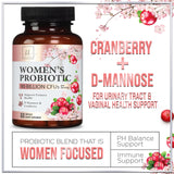 Probiotics for Women with Prebiotics - Womens Probiotic for Digestive, Vaginal, Urinary & Immune Health Support, 90 Billion CFU & 16 Diverse Strains, Cranberry & D-Mannose, Non-GMO