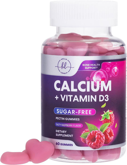 Premium Calcium Gummies - Sugar-Free + Vitamin D3, Bone Health & Immune Support, Supports Teeth & Bone Strength - Chewable Calcium Gummy Nutrition Supplement, Non-GMO, Berry Flavor Chews