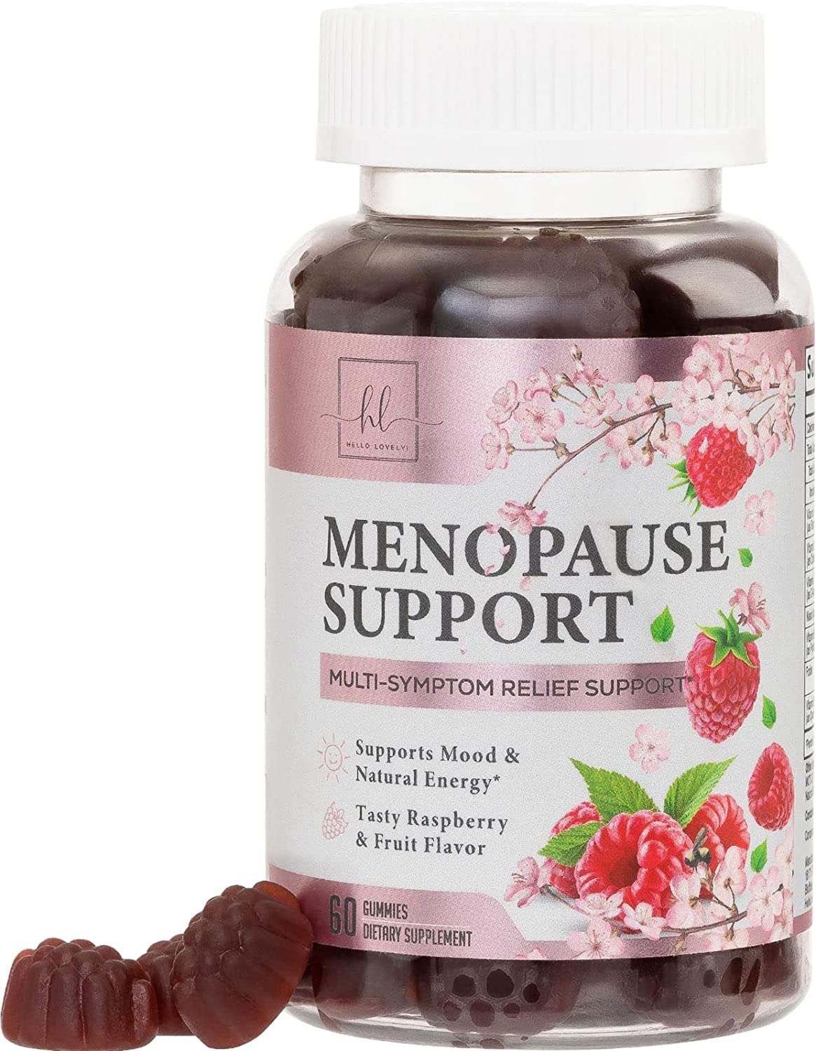 Complete Menopause Supplements for Women Gummy - Multibenefit Menopause Relief Gummies, Natural Hot Flash and Night Sweats Support - Energy Support Supplement, Raspberry Pomegranate